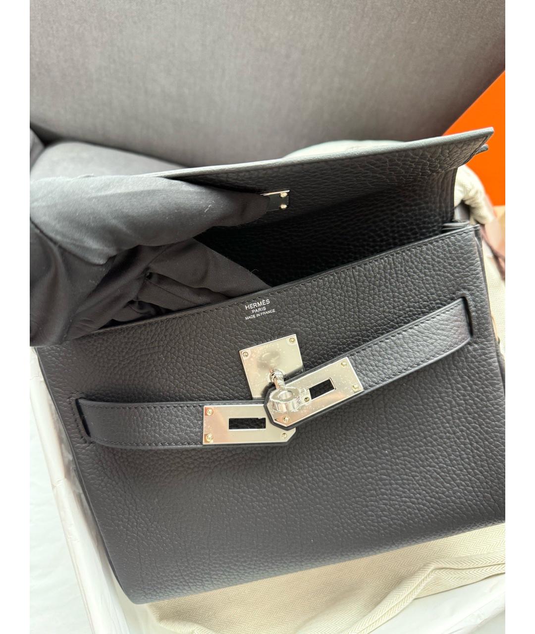 HERMES Черная кожаная сумка через плечо, фото 8