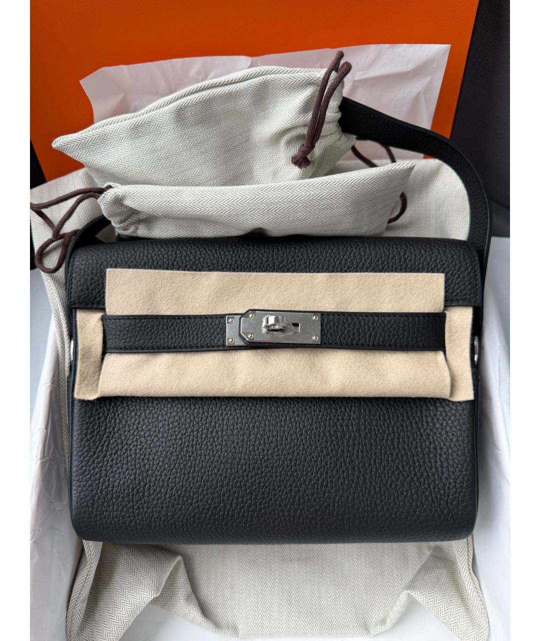 HERMES Черная кожаная сумка через плечо, фото 10