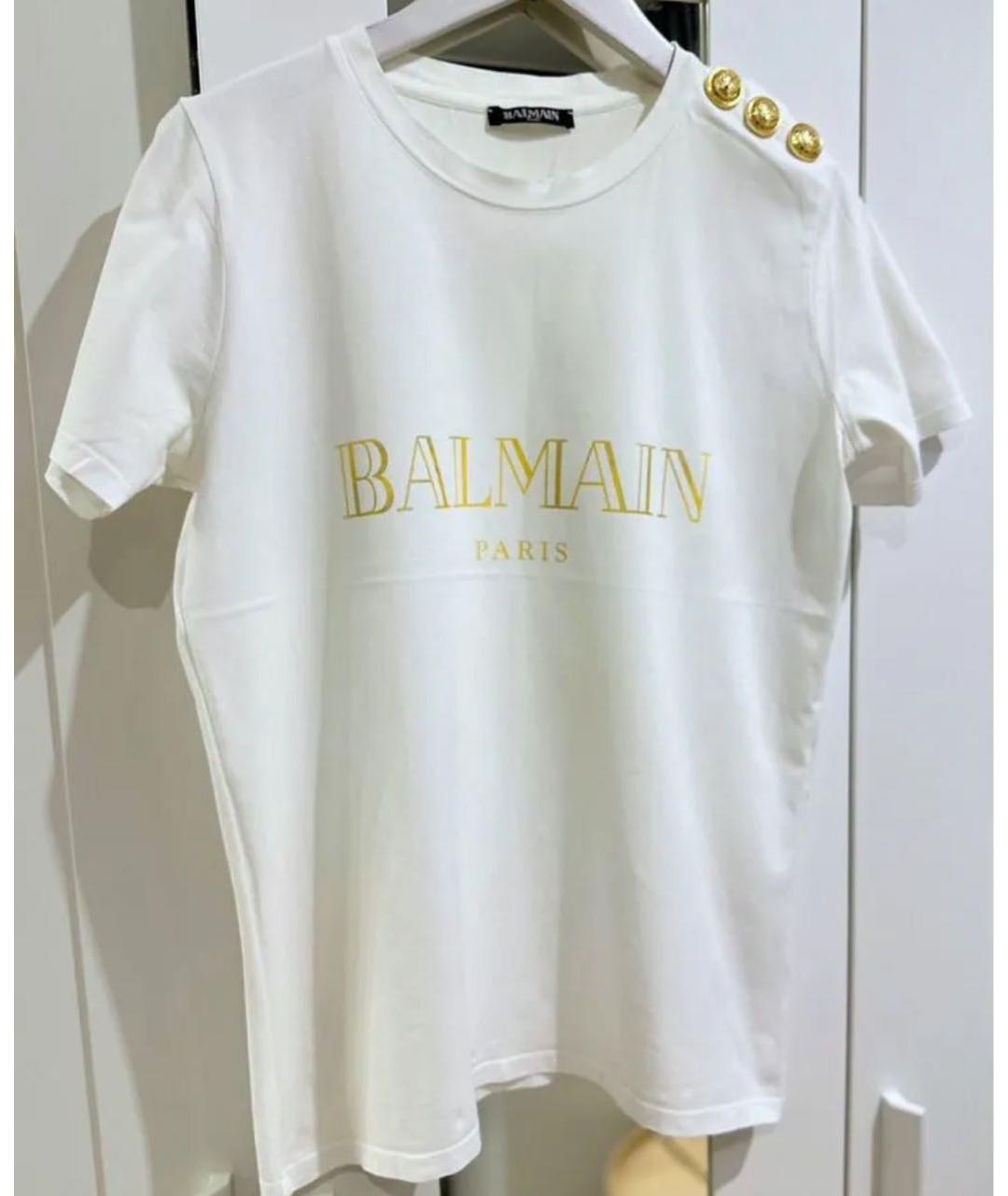 BALMAIN Белая хлопковая футболка, фото 2
