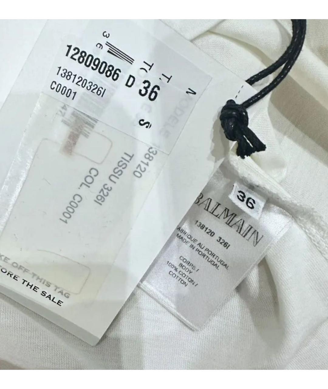 BALMAIN Белая хлопковая футболка, фото 5