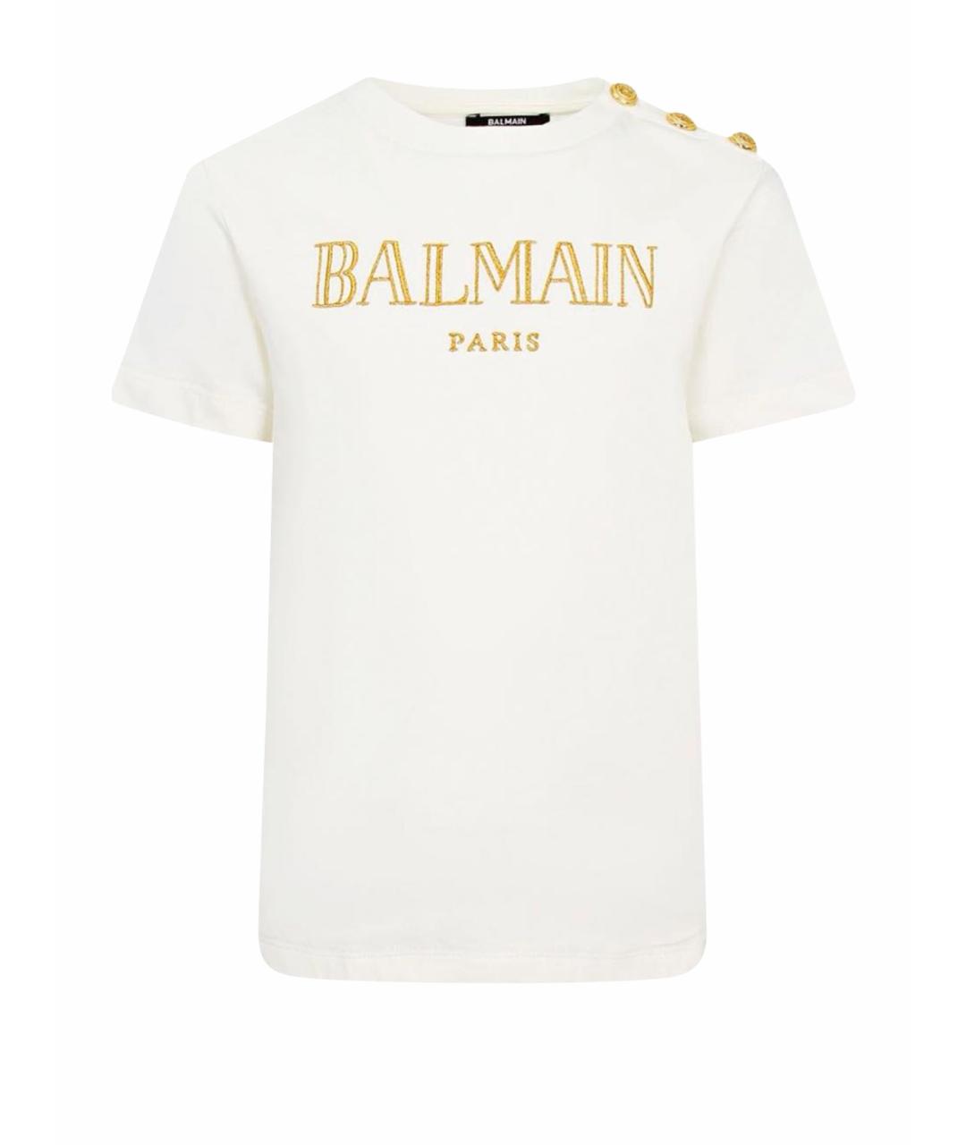 BALMAIN Белая хлопковая футболка, фото 1