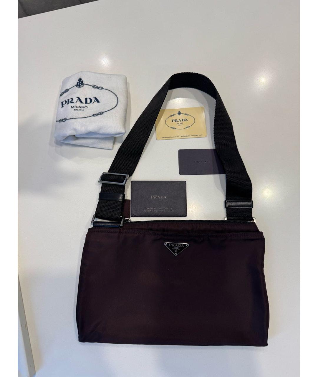 PRADA Коричневая тканевая сумка через плечо, фото 2