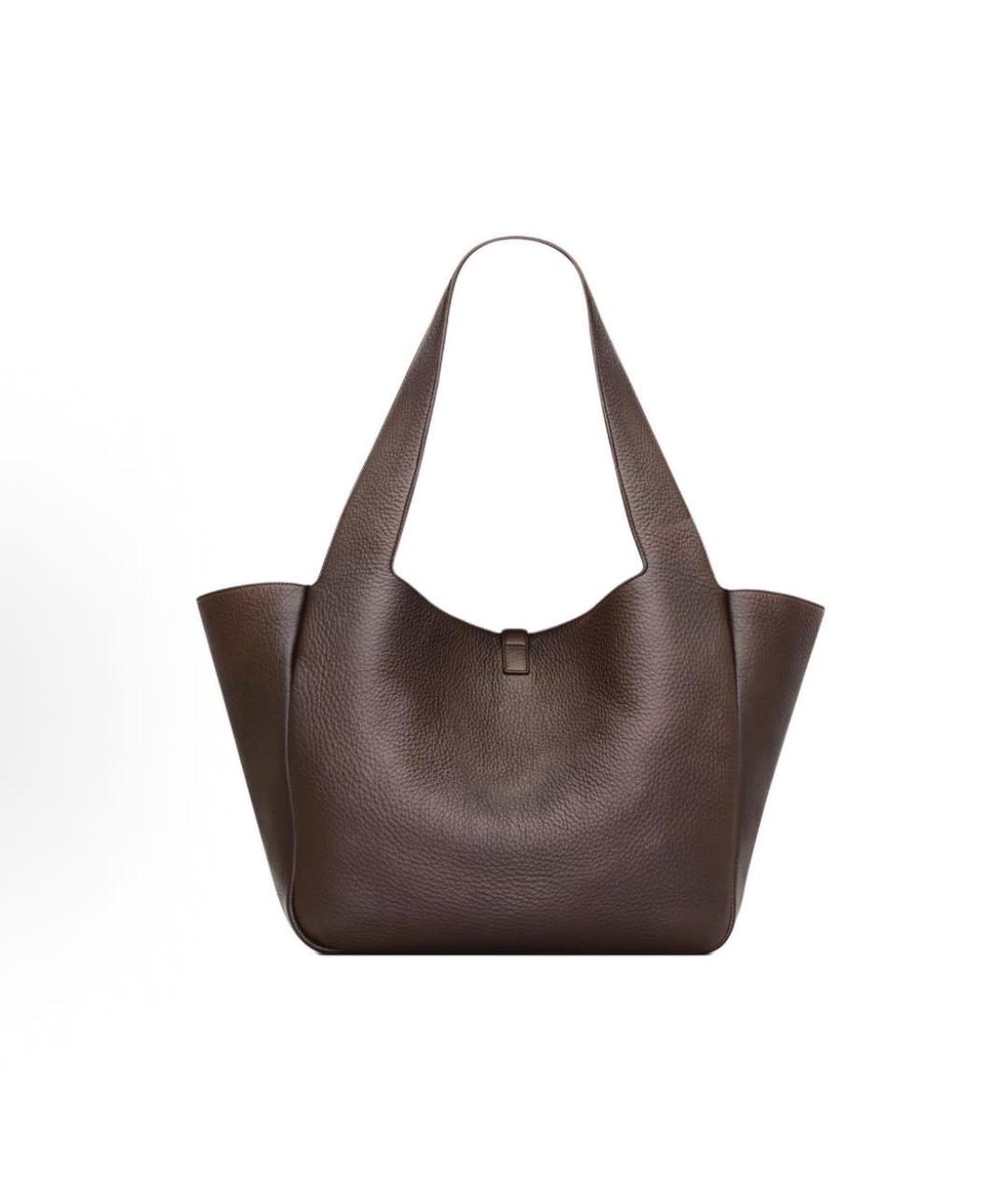 SAINT LAURENT Коричневая кожаная сумка тоут, фото 4