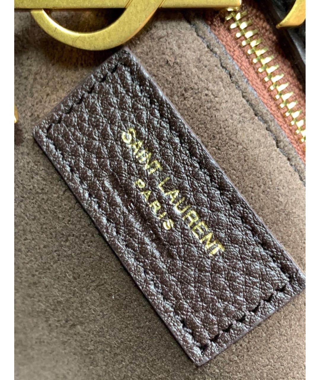 SAINT LAURENT Коричневая кожаная сумка тоут, фото 8