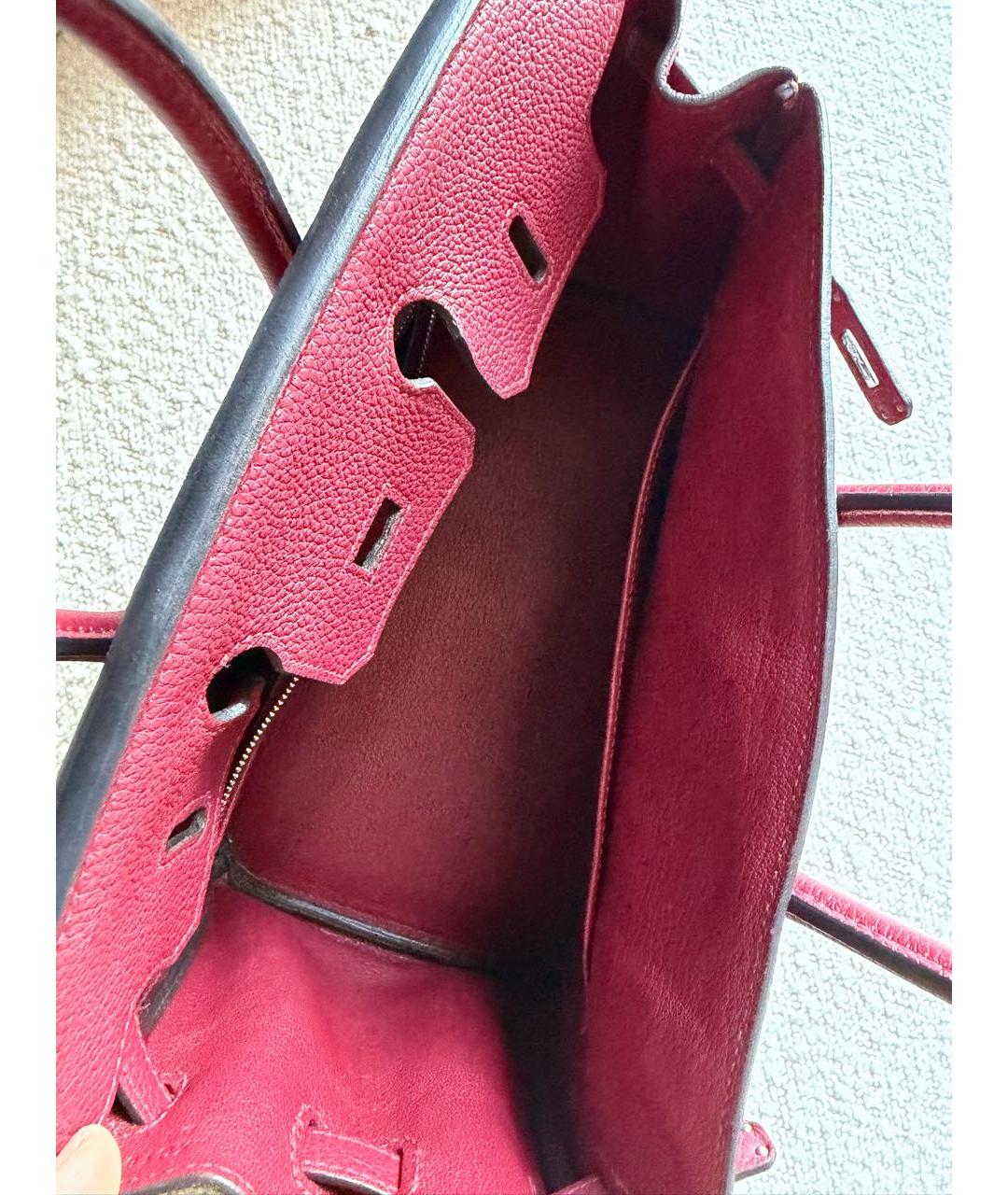 HERMES Бордовая кожаная сумка с короткими ручками, фото 3