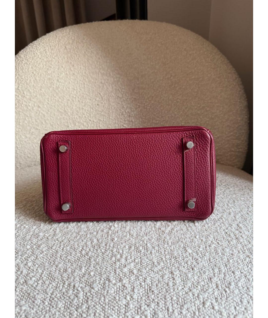 HERMES Бордовая кожаная сумка с короткими ручками, фото 4
