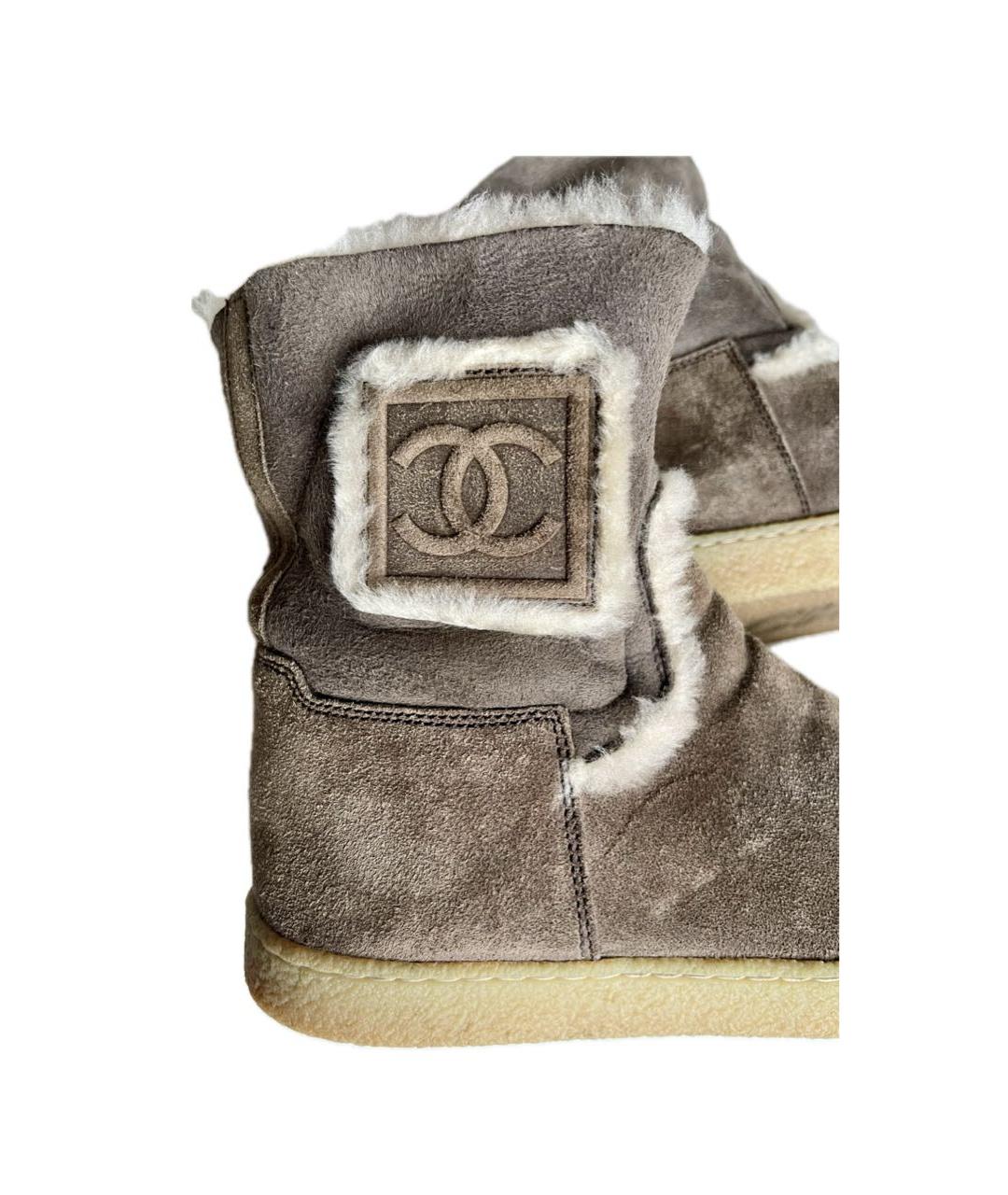 CHANEL Коричневые замшевые сапоги, фото 4