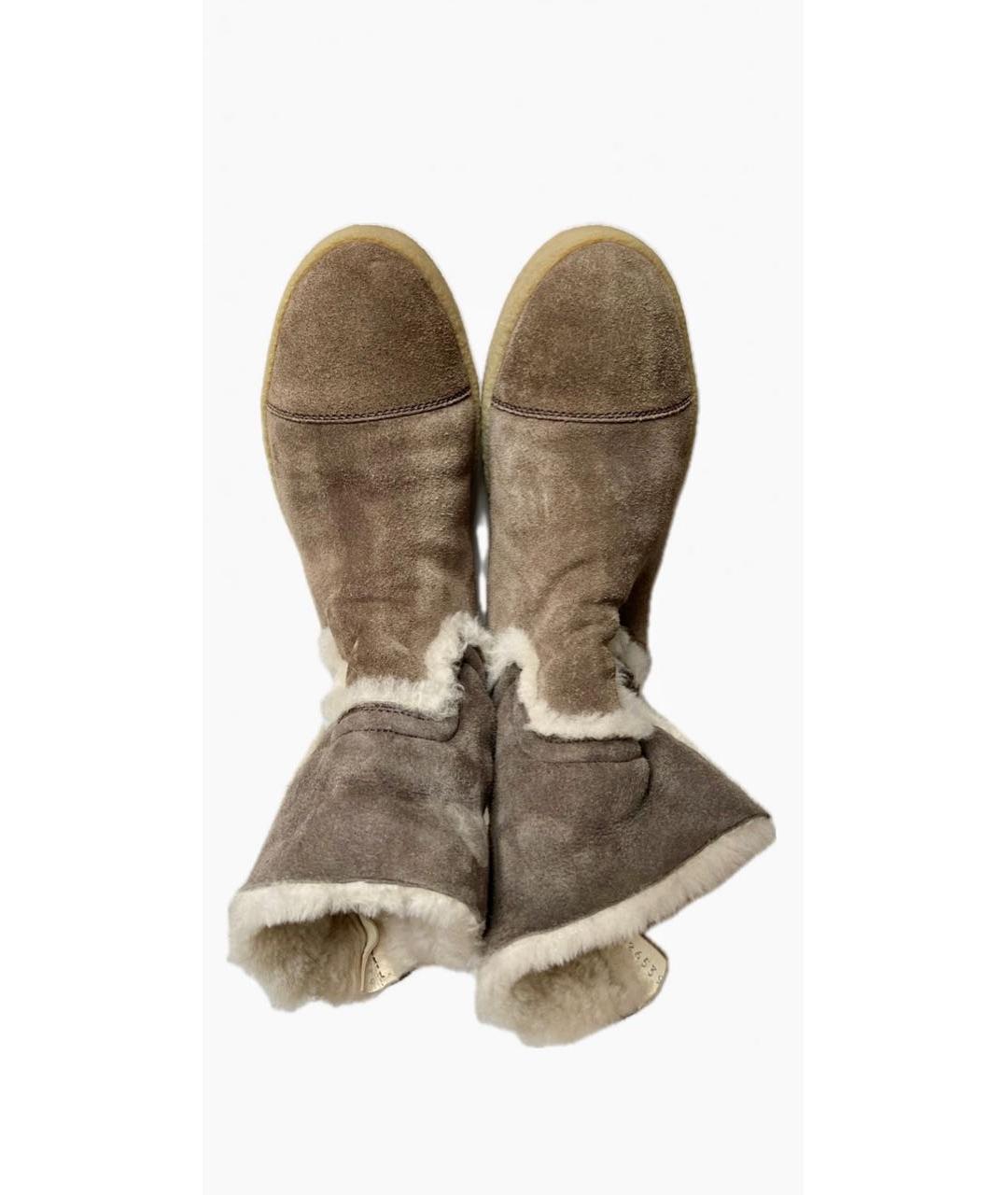 CHANEL Коричневые замшевые сапоги, фото 3