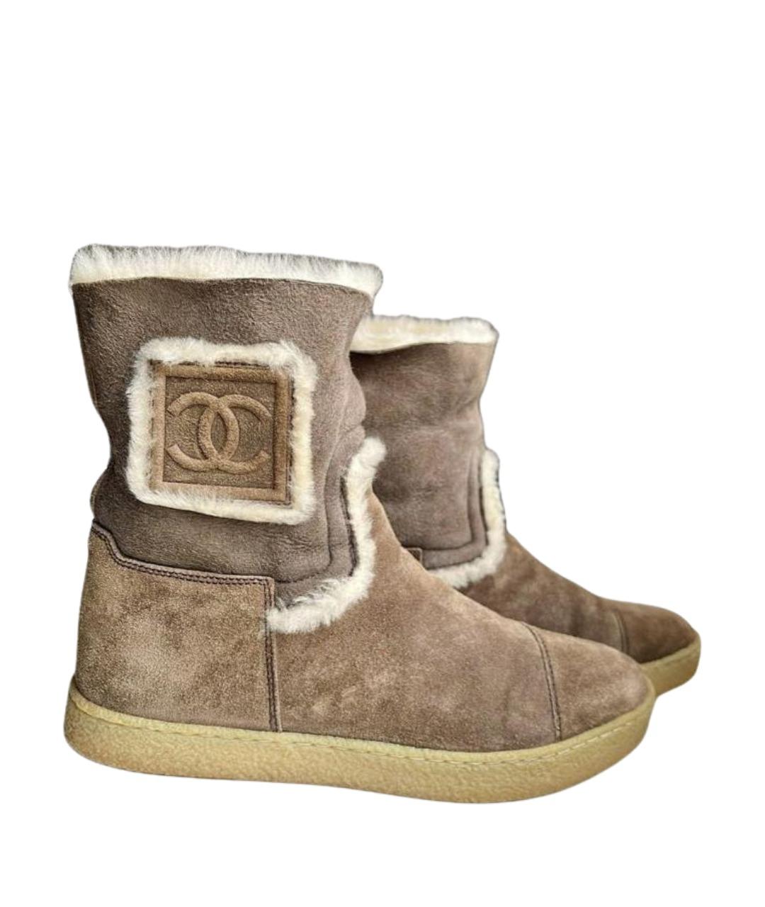 CHANEL Коричневые замшевые сапоги, фото 9