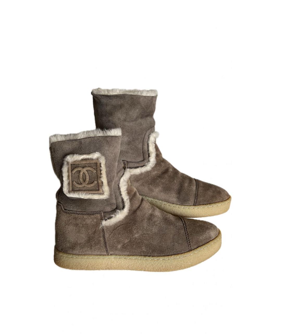 CHANEL Коричневые замшевые сапоги, фото 3