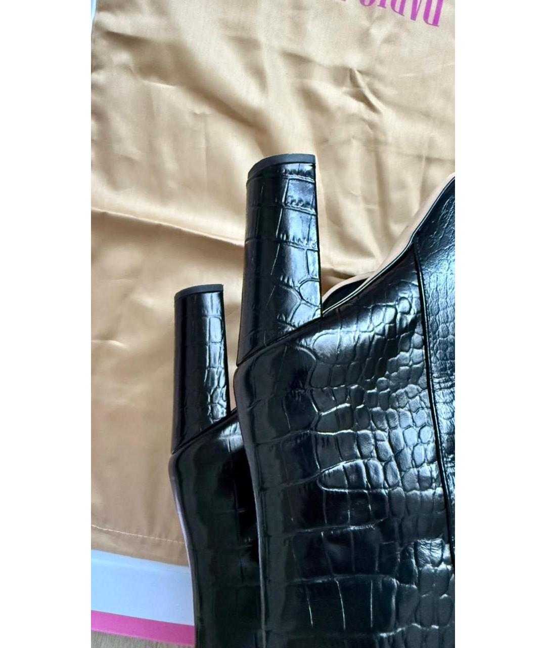 PARIS TEXAS Черные кожаные сапоги, фото 5