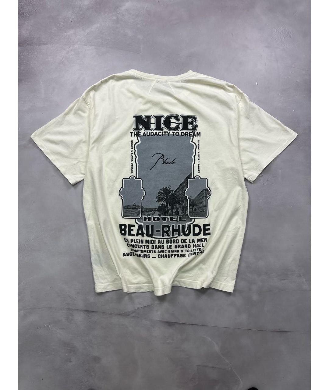 RHUDE Белая хлопковая футболка, фото 3