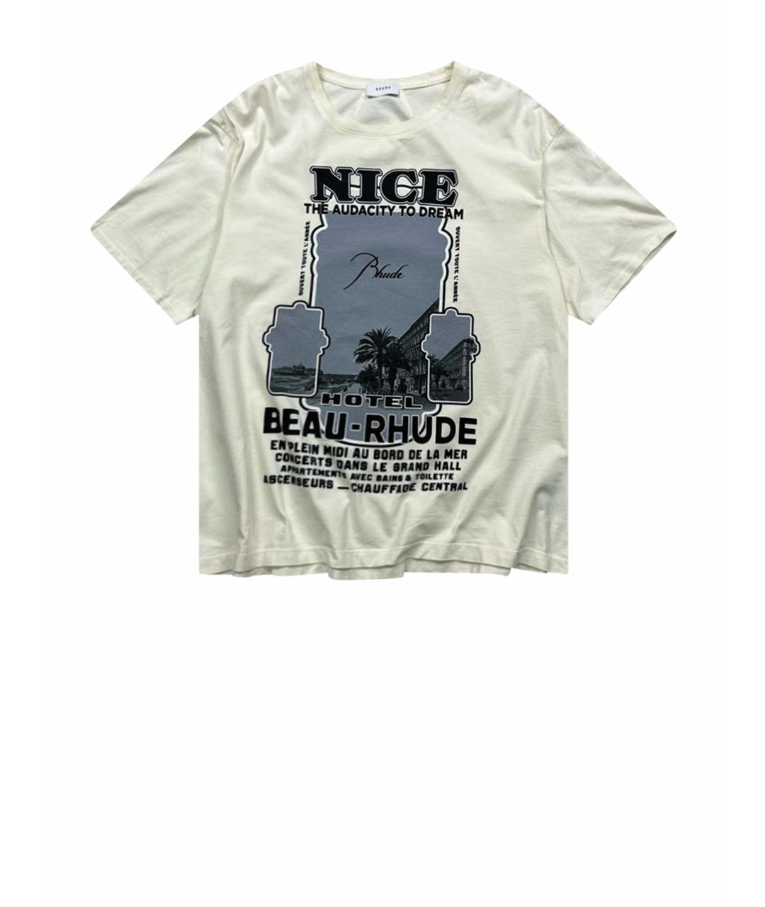 RHUDE Белая хлопковая футболка, фото 1