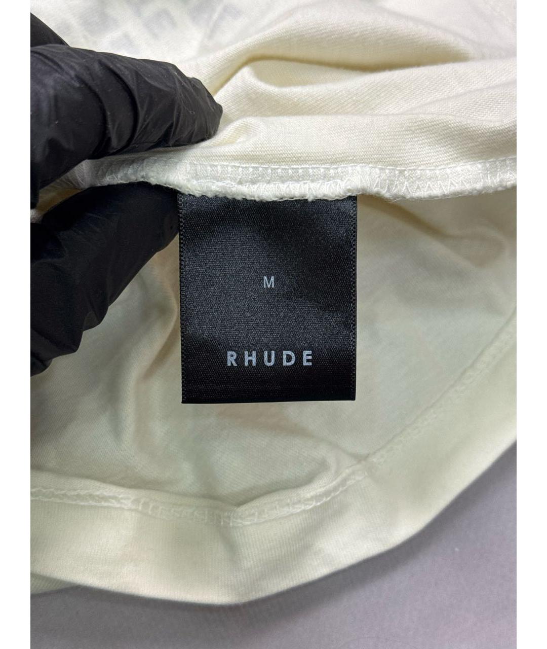 RHUDE Белая хлопковая футболка, фото 6