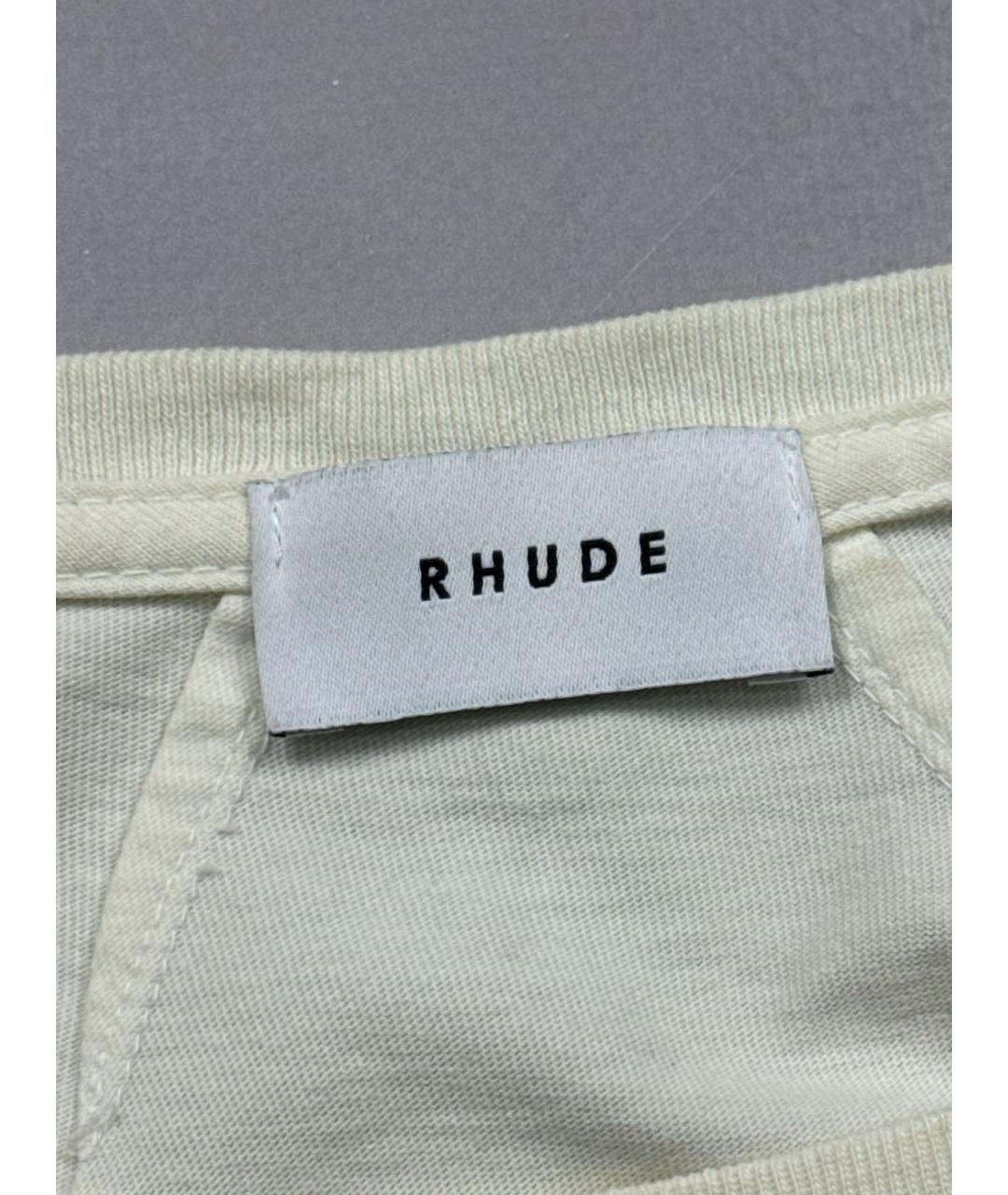 RHUDE Белая хлопковая футболка, фото 5