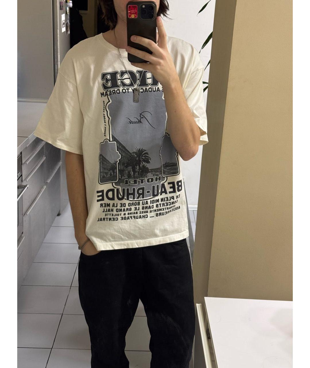 RHUDE Белая хлопковая футболка, фото 4