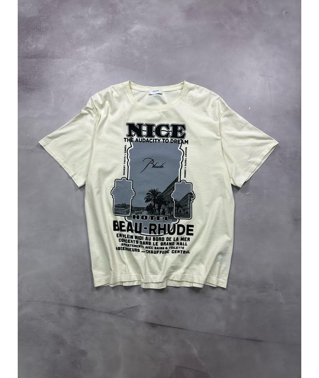 RHUDE Белая хлопковая футболка, фото 9