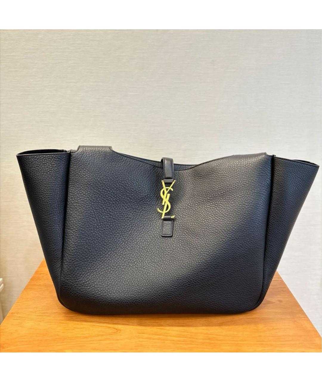 SAINT LAURENT Черная кожаная сумка тоут, фото 5