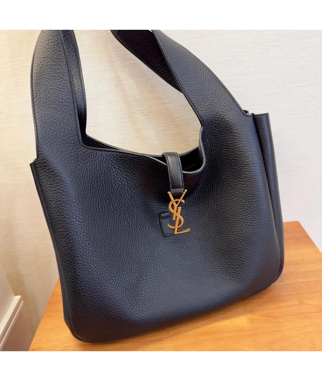 SAINT LAURENT Черная кожаная сумка тоут, фото 4