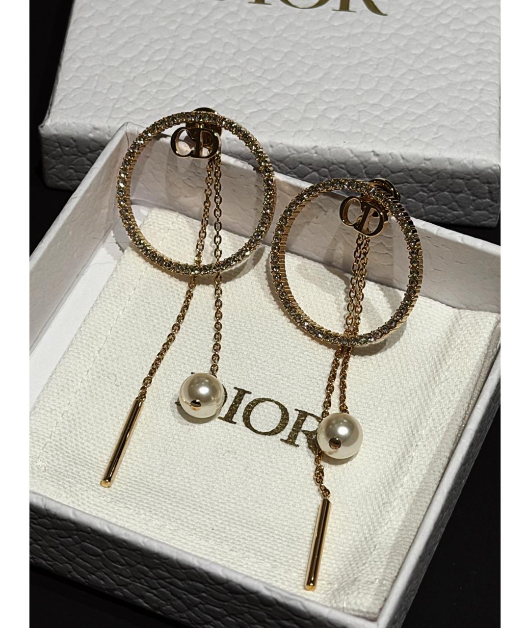 CHRISTIAN DIOR Золотые металлические серьги, фото 3