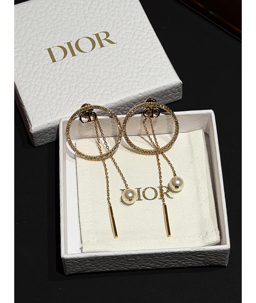 CHRISTIAN DIOR Золотые металлические серьги, фото 4