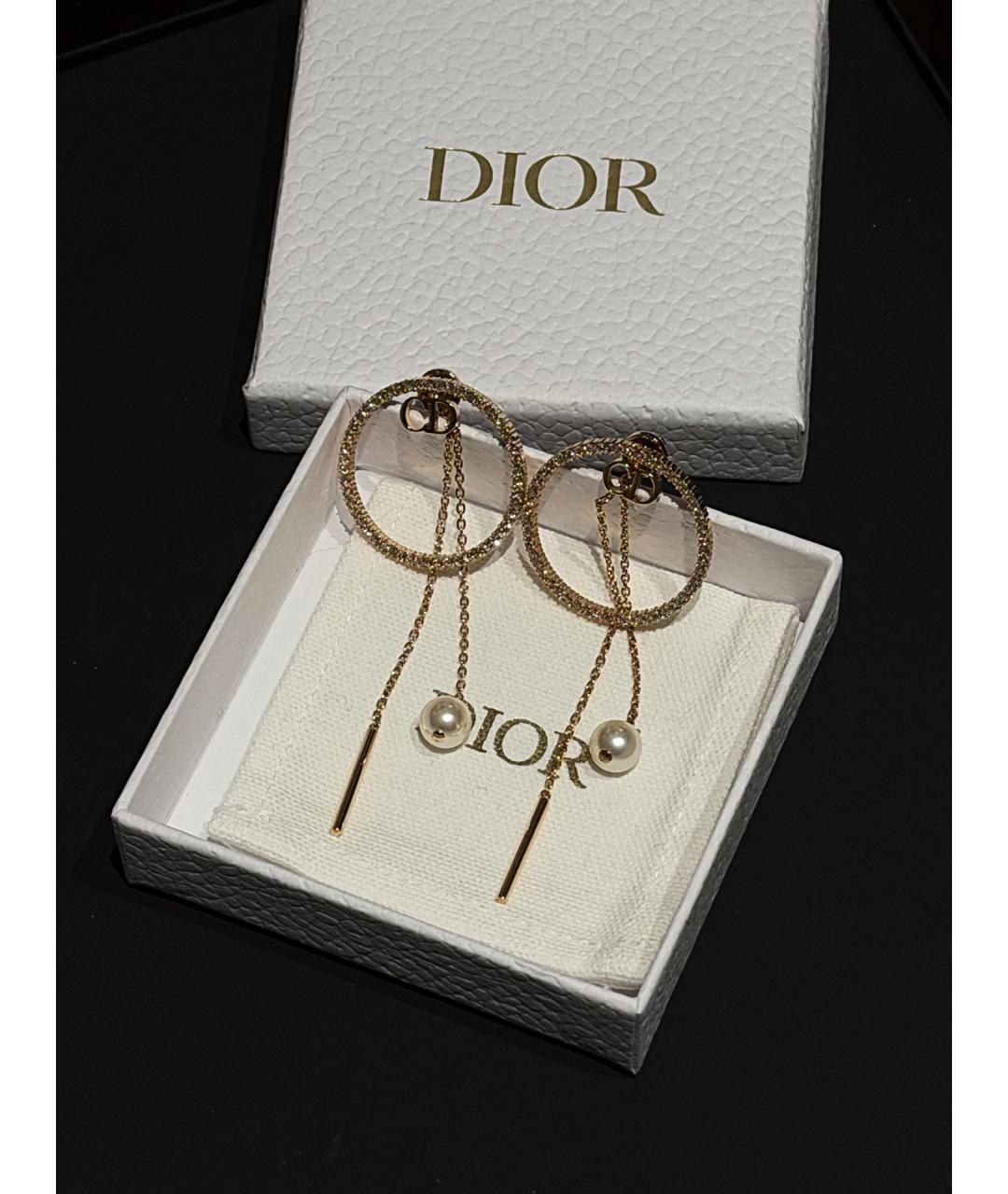 CHRISTIAN DIOR Золотые металлические серьги, фото 2