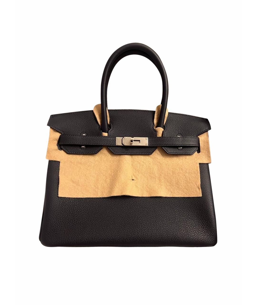 HERMES Темно-синяя кожаная сумка с короткими ручками, фото 1