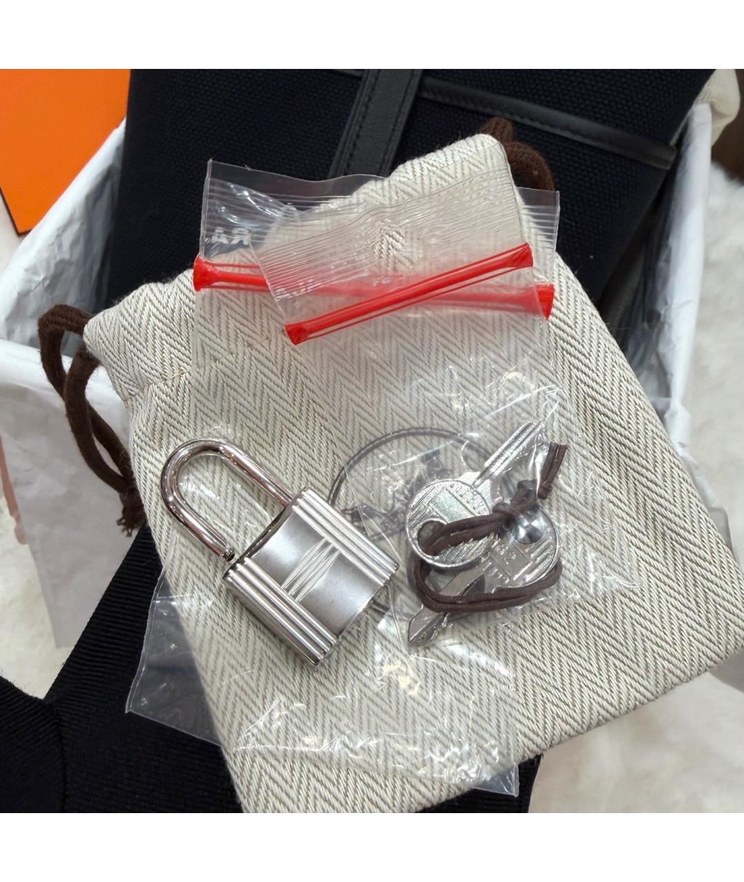 HERMES Черная кожаная сумка с короткими ручками, фото 5