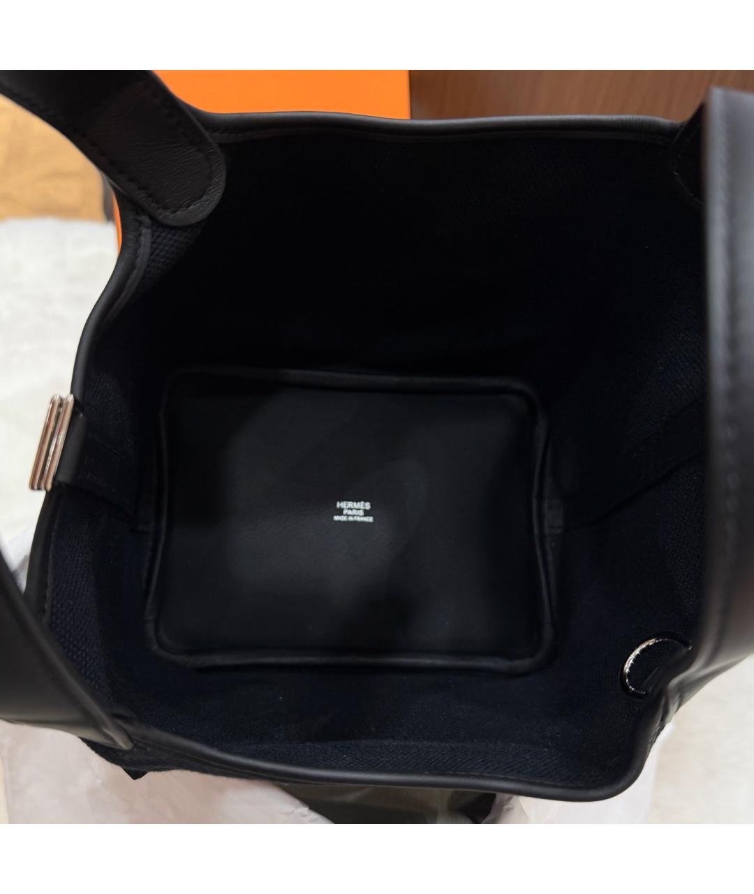 HERMES Черная кожаная сумка с короткими ручками, фото 4