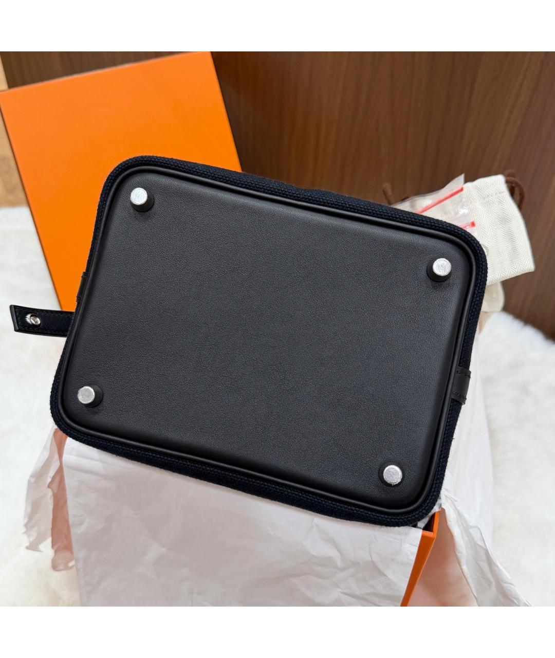 HERMES Черная кожаная сумка с короткими ручками, фото 3