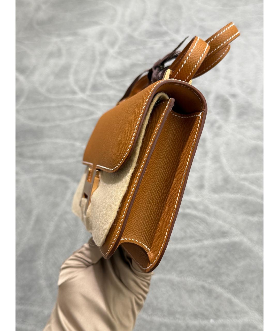 HERMES Хаки кожаная сумка через плечо, фото 3