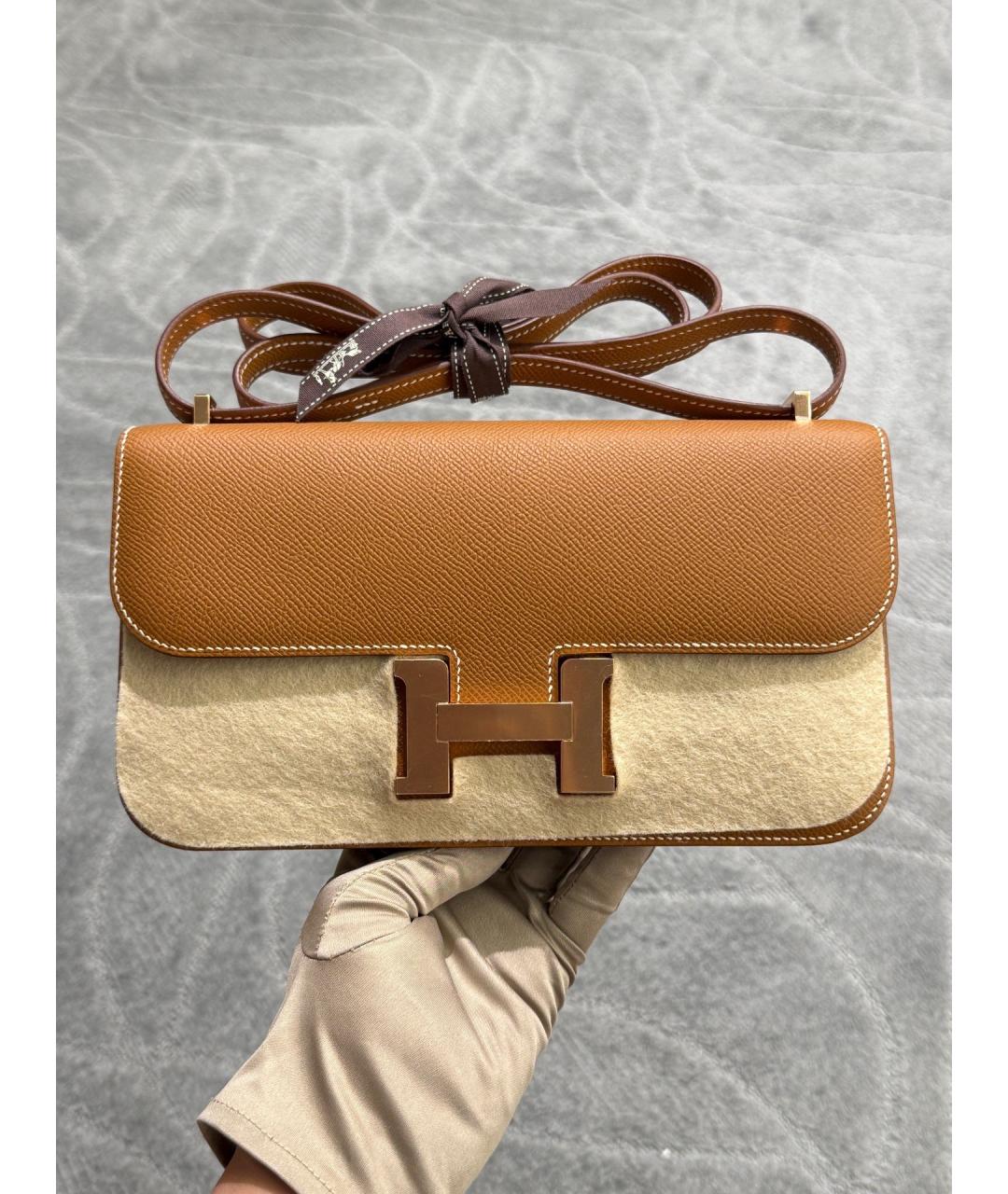 HERMES Хаки кожаная сумка через плечо, фото 9