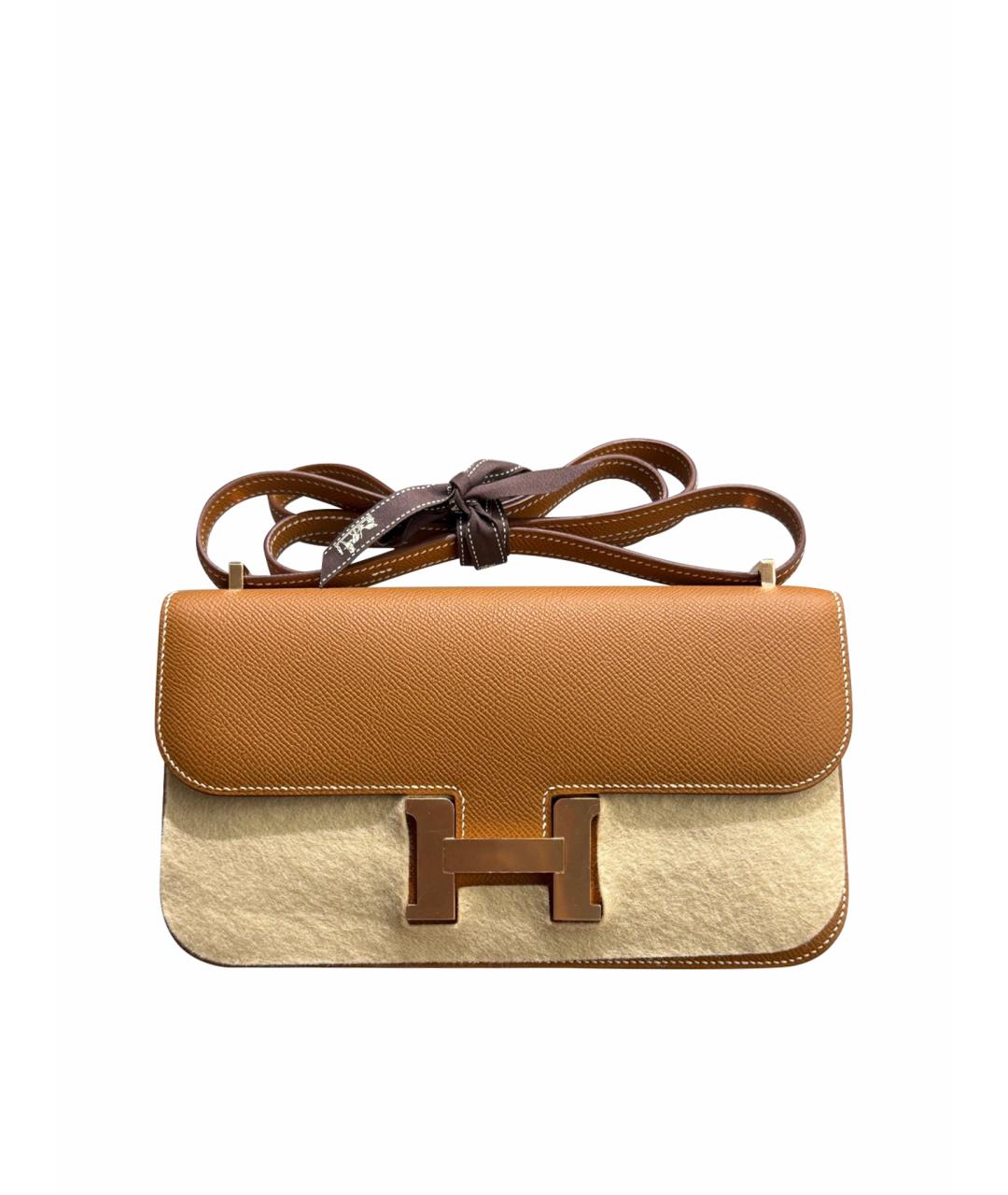 HERMES Хаки кожаная сумка через плечо, фото 1