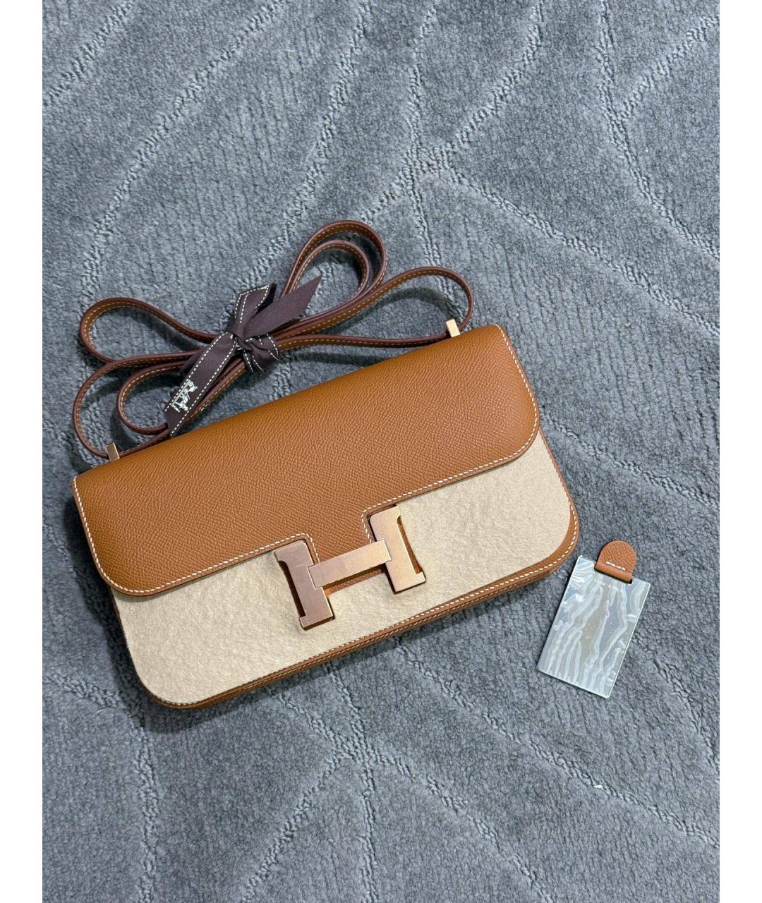 HERMES Хаки кожаная сумка через плечо, фото 8