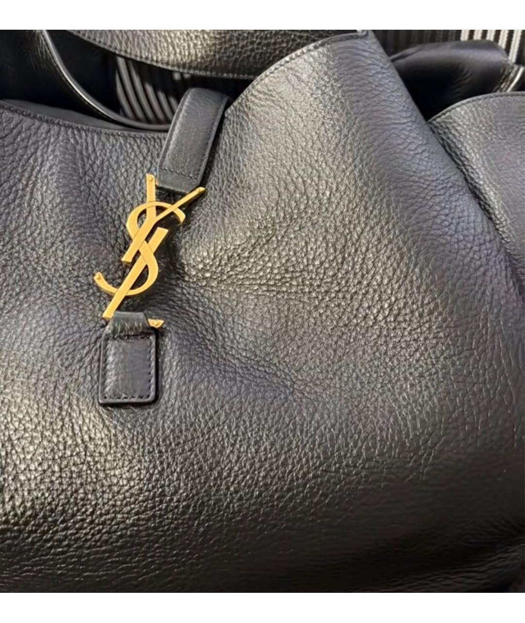 SAINT LAURENT Черная кожаная сумка тоут, фото 6