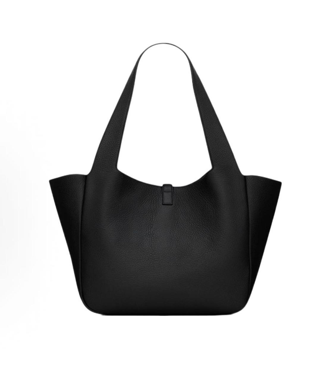 SAINT LAURENT Черная кожаная сумка тоут, фото 4