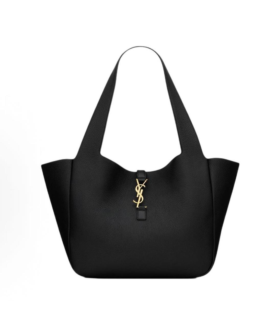 SAINT LAURENT Черная кожаная сумка тоут, фото 9