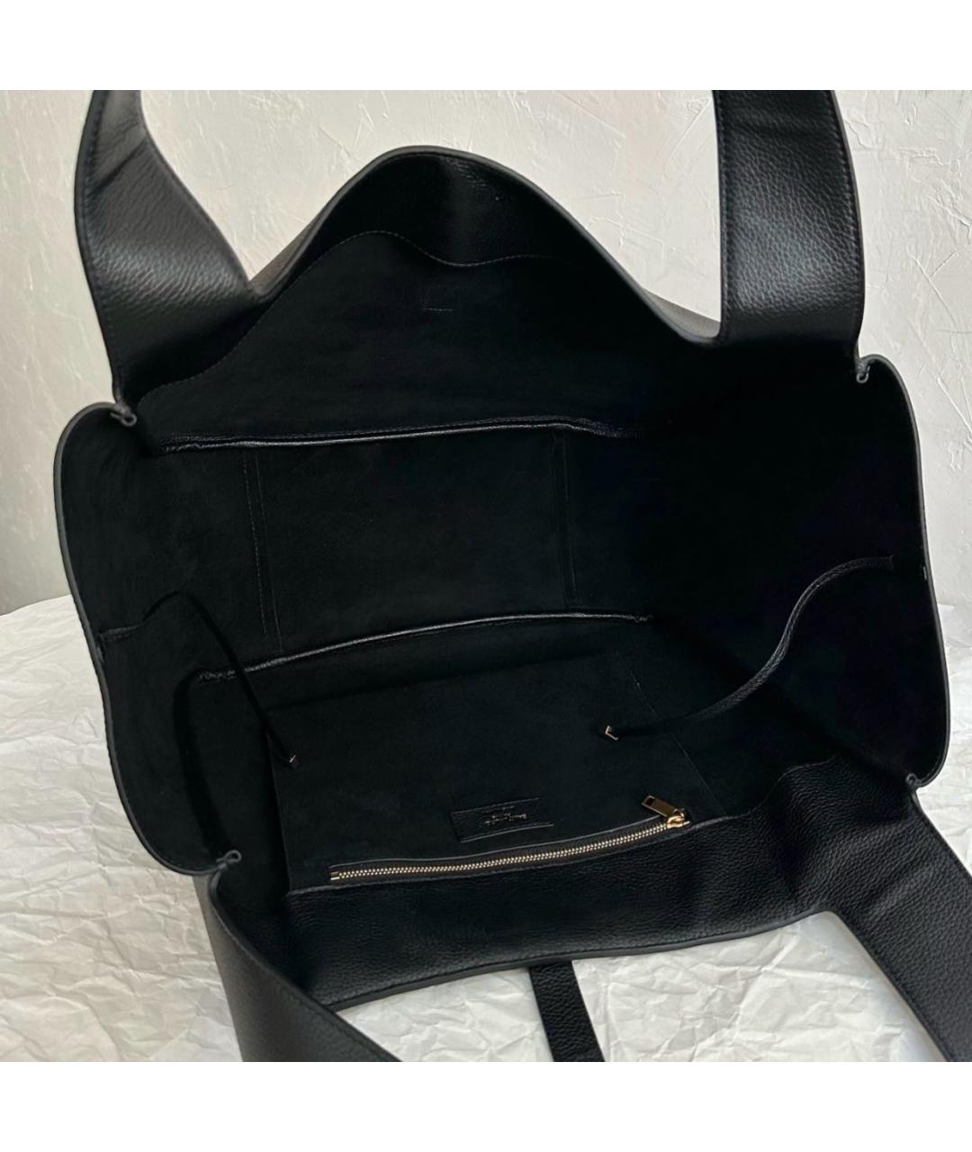 SAINT LAURENT Черная кожаная сумка тоут, фото 7