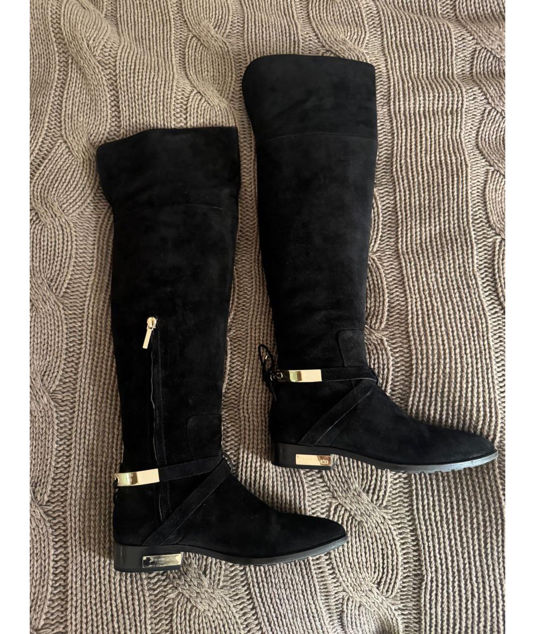 CHRISTIAN DIOR Черные замшевые ботфорты, фото 9