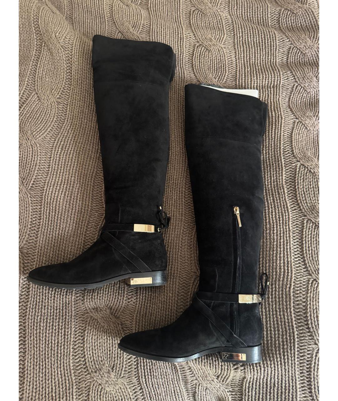 CHRISTIAN DIOR Черные замшевые ботфорты, фото 2