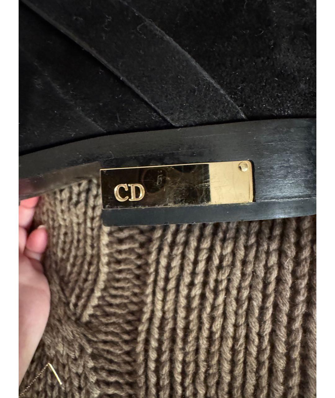 CHRISTIAN DIOR Черные замшевые ботфорты, фото 5