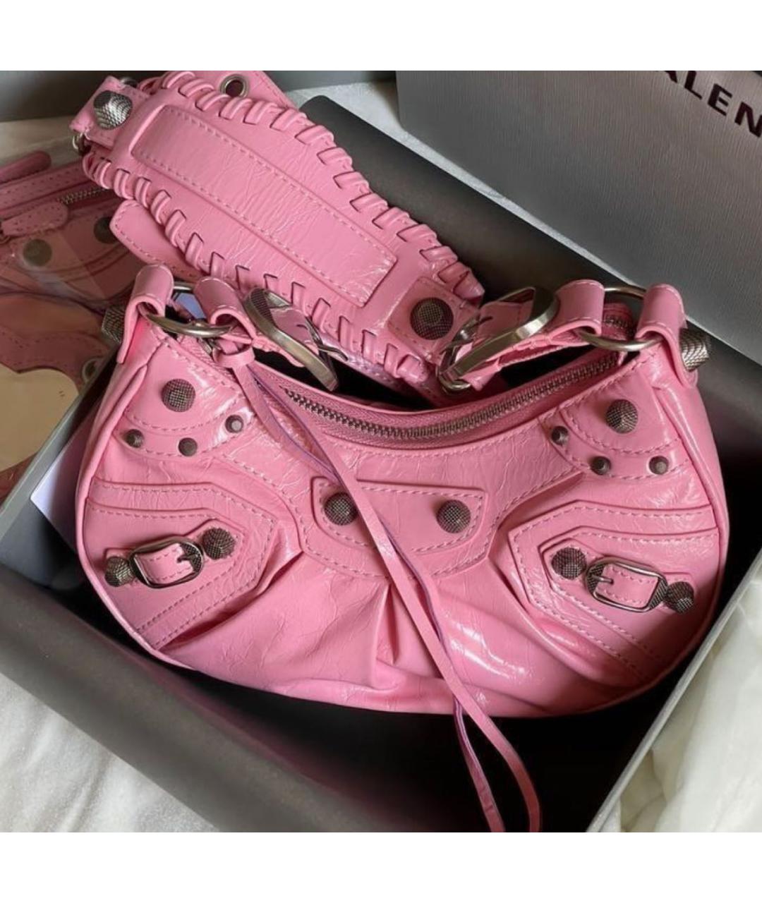 BALENCIAGA Розовая кожаная сумка через плечо, фото 3