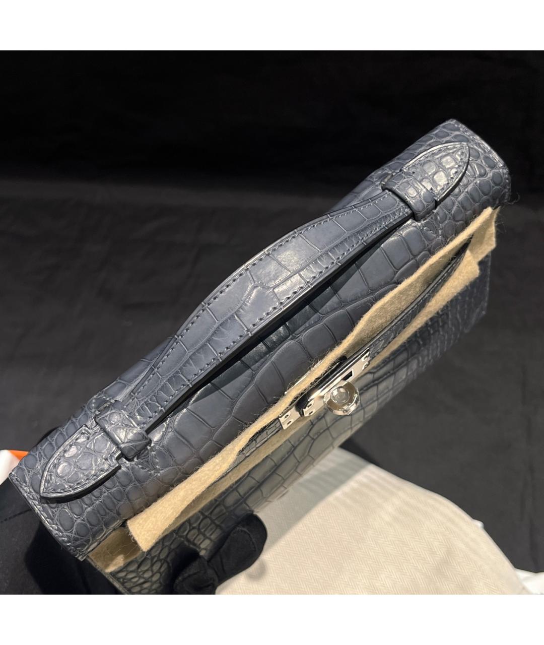 HERMES Серая кожаная сумка с короткими ручками, фото 8