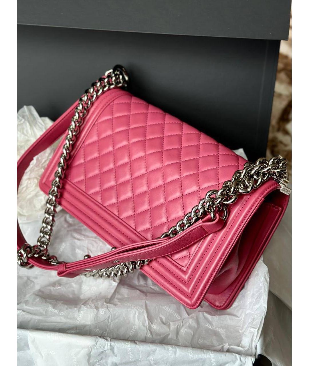 CHANEL Розовая кожаная сумка через плечо, фото 4