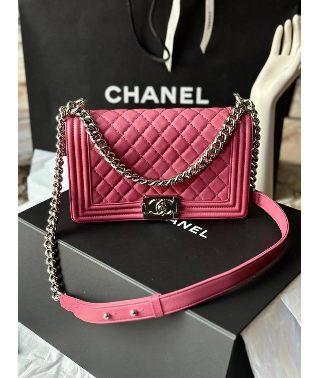 CHANEL Розовая кожаная сумка через плечо, фото 3