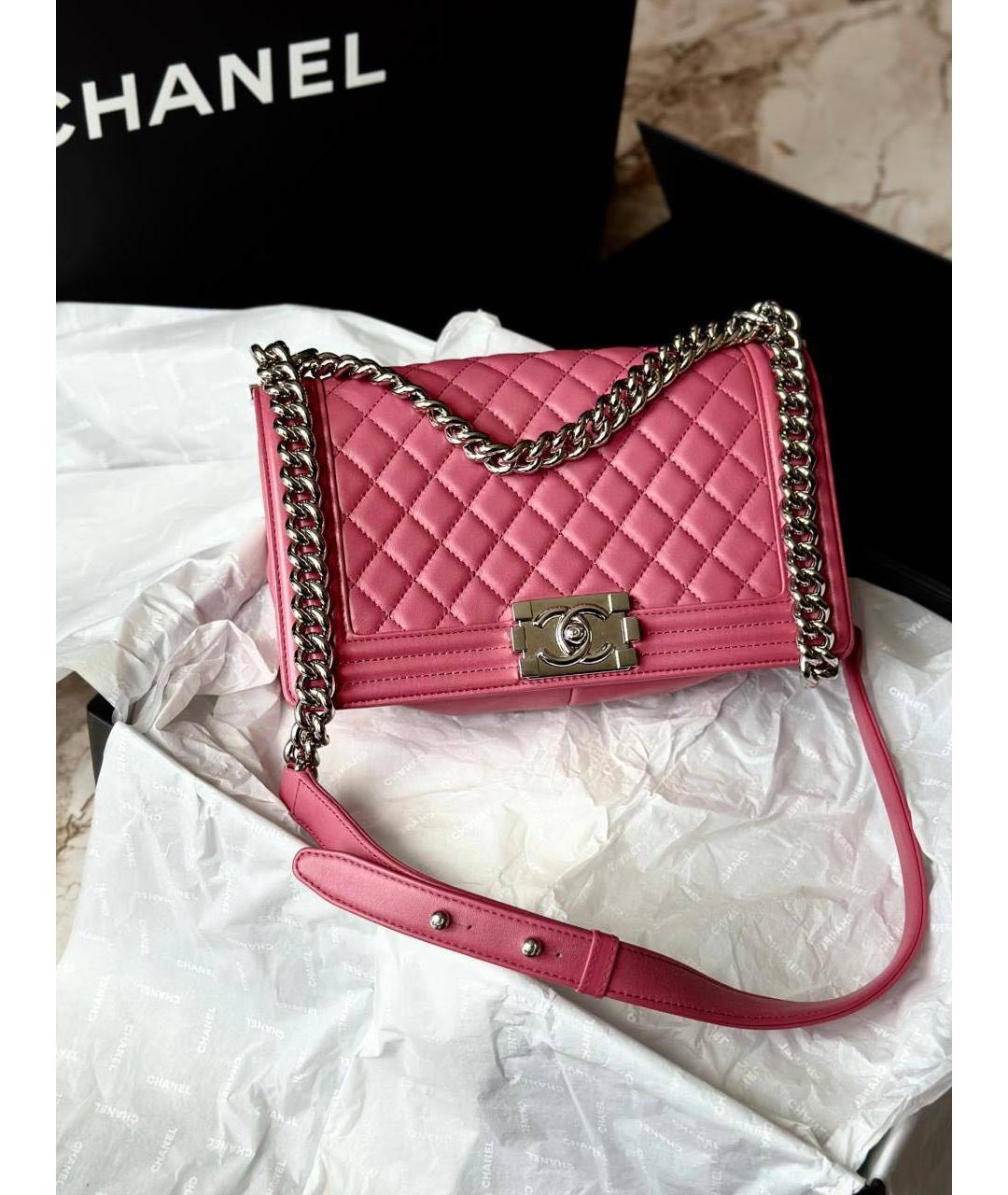 CHANEL Розовая кожаная сумка через плечо, фото 9