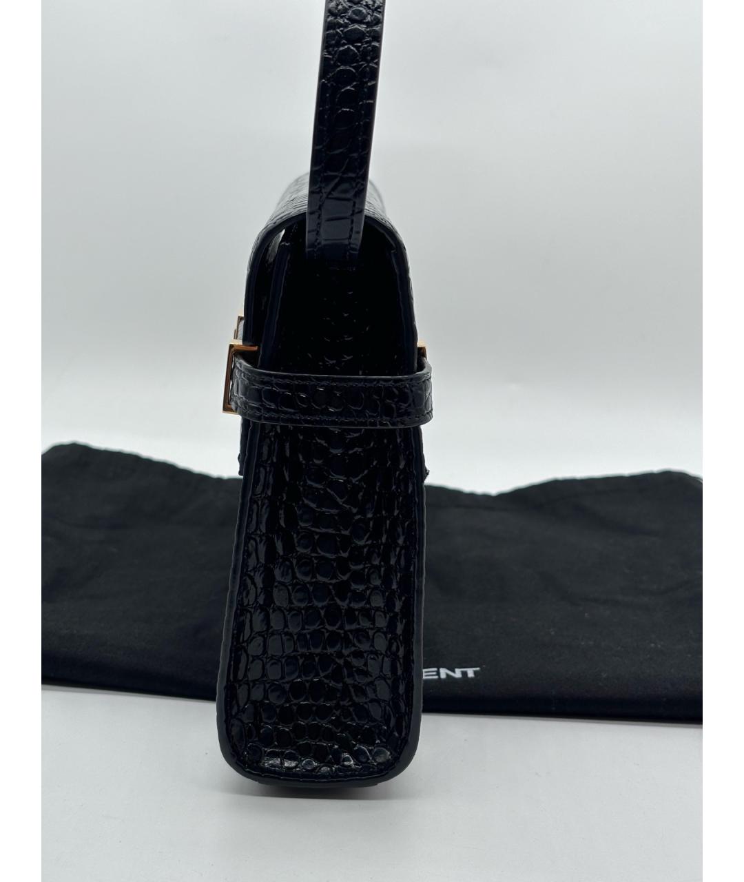 SAINT LAURENT Черная кожаная сумка через плечо, фото 2