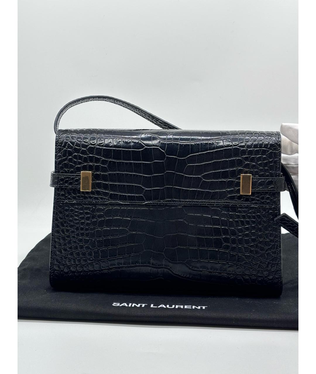 SAINT LAURENT Черная кожаная сумка через плечо, фото 3