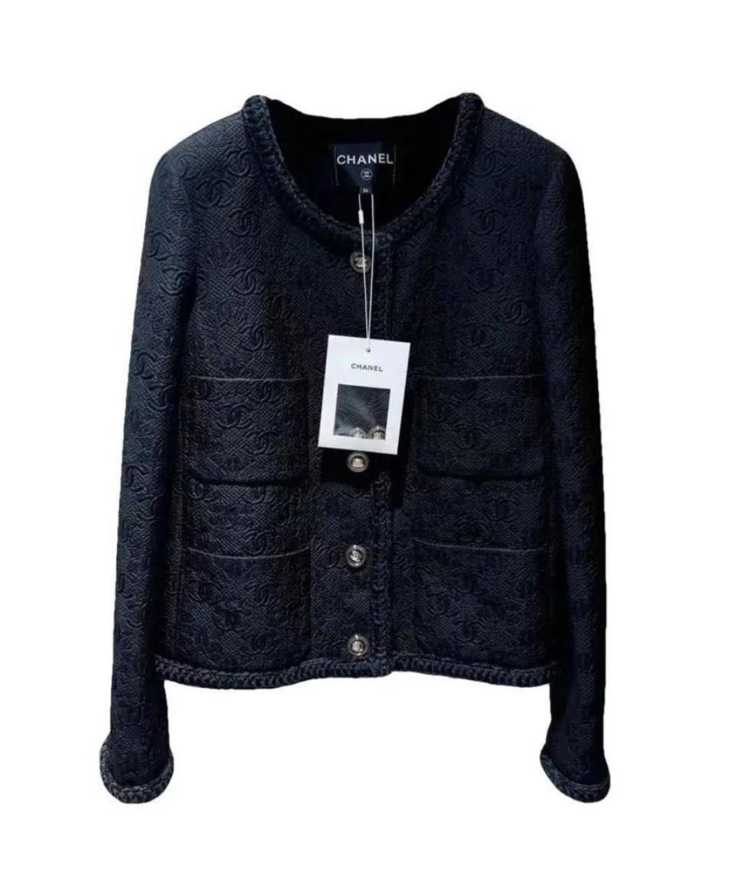 CHANEL Черный твидовый жакет/пиджак, фото 5