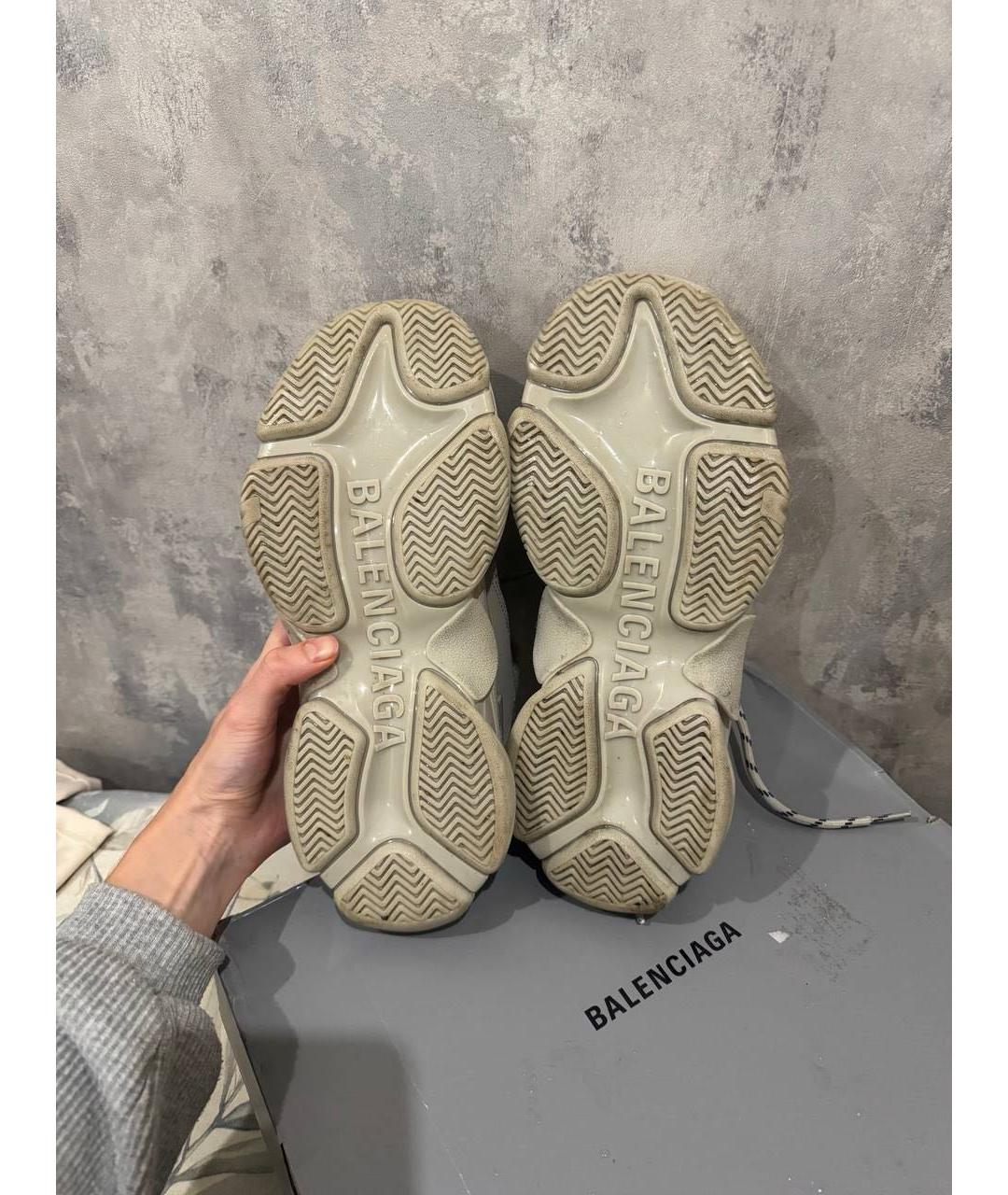 BALENCIAGA Серые кожаные кроссовки, фото 6